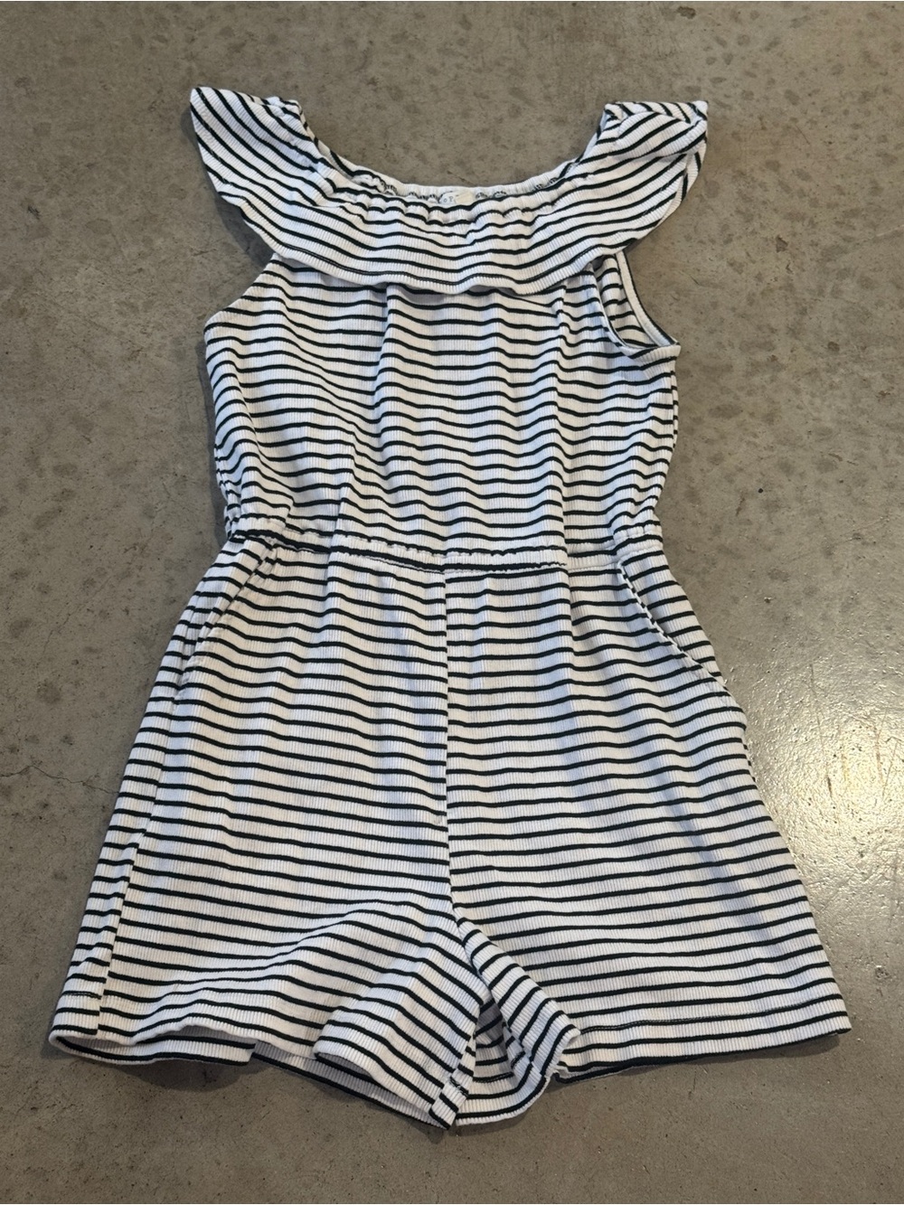 J. Crew Black & White Striped Girls' Knit Romper